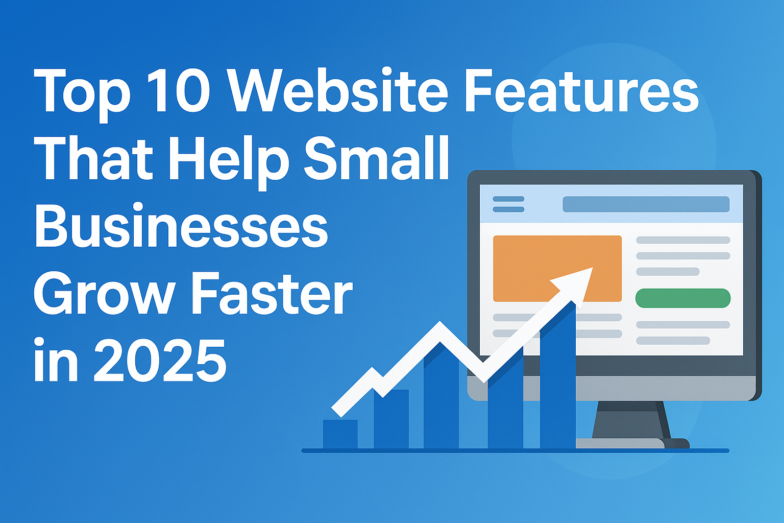 Illustration of essential website features that help small businesses grow in 2025