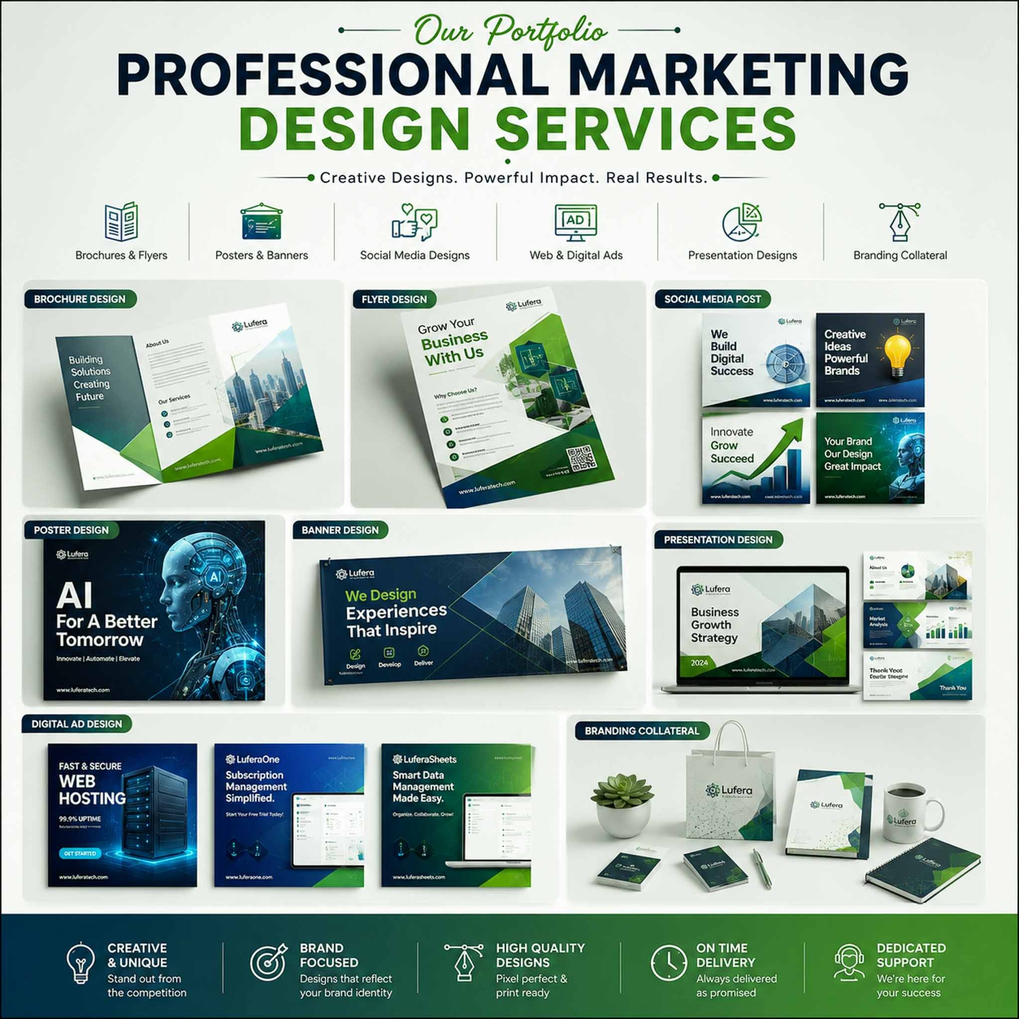 A collection of corporate marketing projects showcasing branding, digital campaigns, content strategy, advertising, and business growth initiatives.